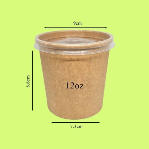 50s [Premium] 12oz with PP Lid Kraft Paper Soup Bowl