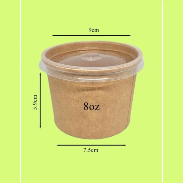 50s [Premium] 8oz with PP Lid Kraft Paper Soup Bowl