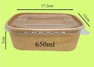 my-11134207-7rase-m4klzpmrq5jt4a 50pcs with PP Lid 650ml Kraft Paper Rectangular Lunch Bowl Food Box Container