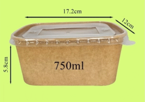 my-11134207-7rasf-m4klzpmrykyha1 50pcs with PP Lid 750ml Kraft Paper Rectangular Lunch Bowl Food Box Container
