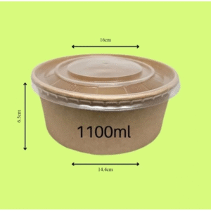 50s [Premium] 1100ml with PP Lid Kraft Paper Round Bowl